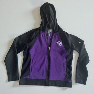 RALPH LAUREN Active LRL Purple Black Hoodie Sweatshirt Size M